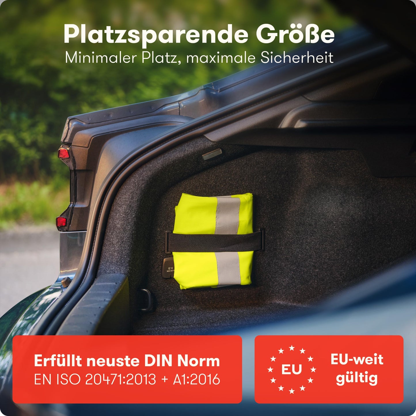 PURAHELP Warnwesten Auto 2er Set Europaweit gültig nach EN ISO 20471 - Reflektierende Warnweste Auto - Sicherheitsweste Auto Warnweste Gelb - Warnschutzweste - Sicherheitswesten für Erwachsene