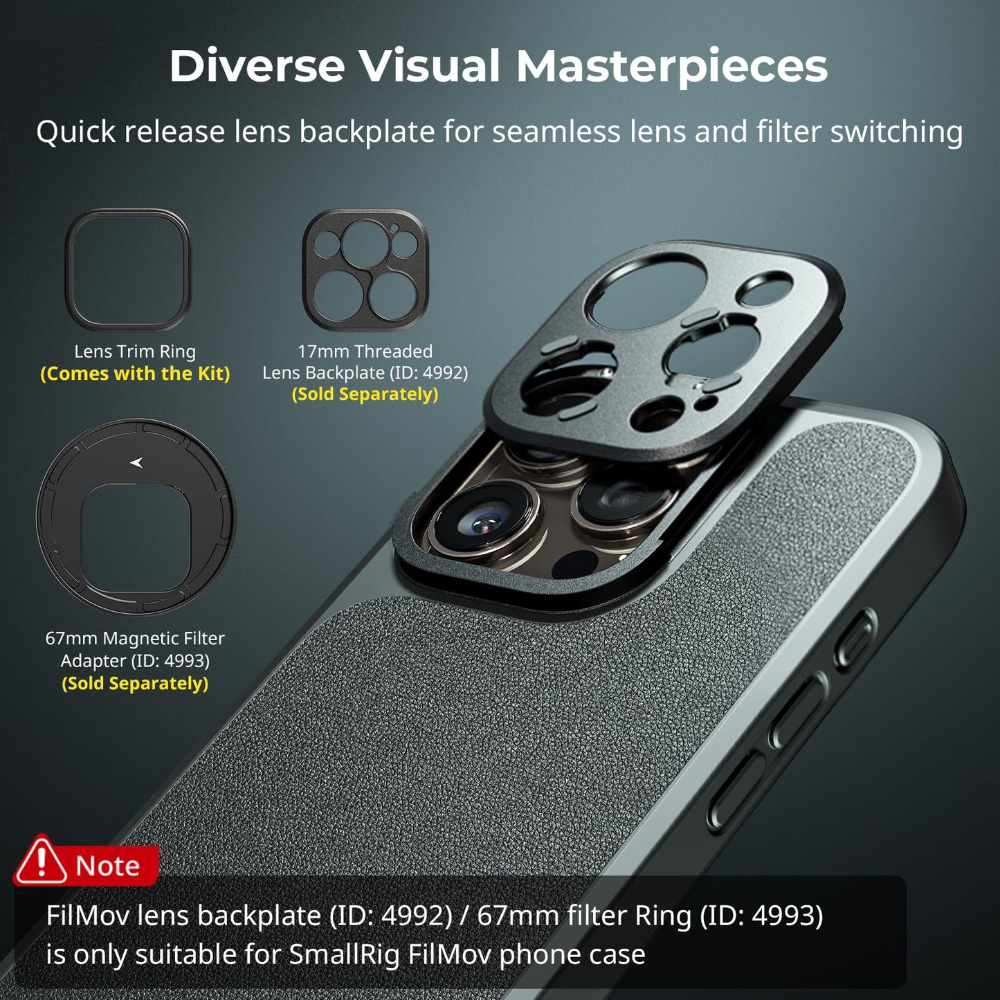 SMALLRIG Mobile Video Cage für iPhone 16 Pro, Telefonkäfig mit Telefonhülle mit T-Mount-Objektivrückplatte, Unterstützung für MagSafe, Schnellverschluss-Telefonvideo-Rig für Videografie, – 4828