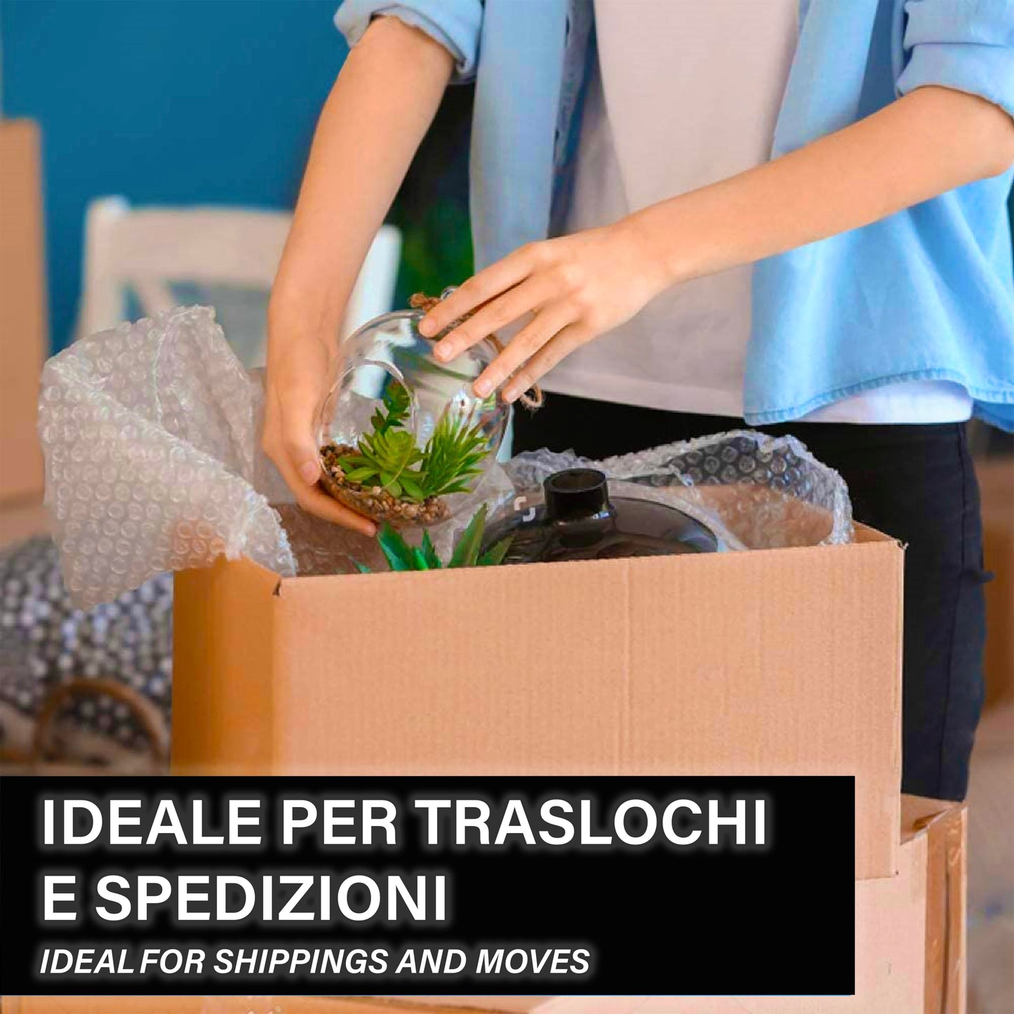 IPEA Luftpolsterfolie für Verpackung und Versand – Rolle 20 Meter x 30 cm – Made in Italy – Pluriball Luftblasen zum Schutz, Polsterung, Verpackung von Gegenständen im Transport – Reißfest