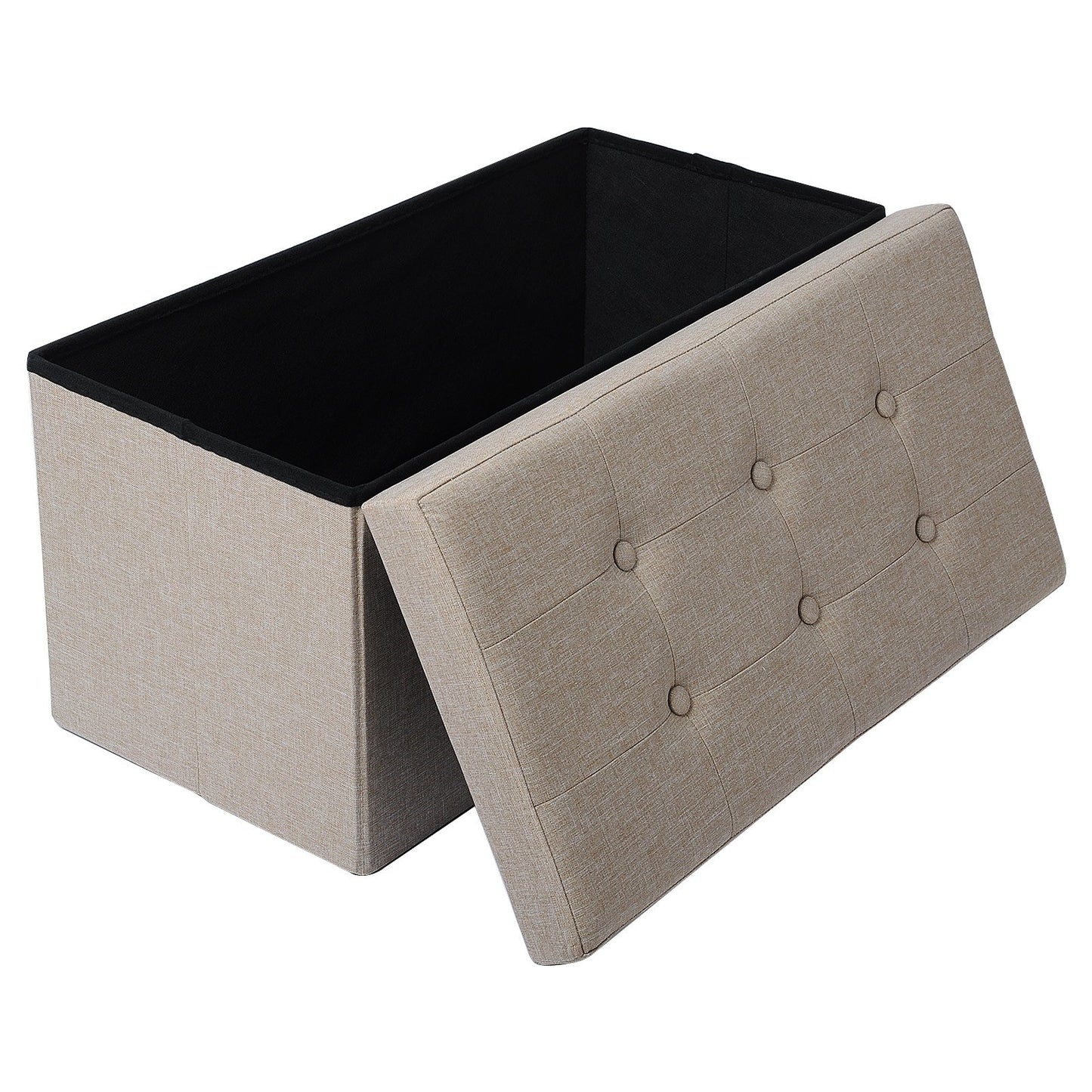 WOLTU Sitzhocker mit Stauraum Sitzbank Faltbar Truhen Aufbewahrungsbox, Deckel Abnehmbar, Gepolsterte Sitzfläche aus Leinen, 76x37,5x38 cm, Beige