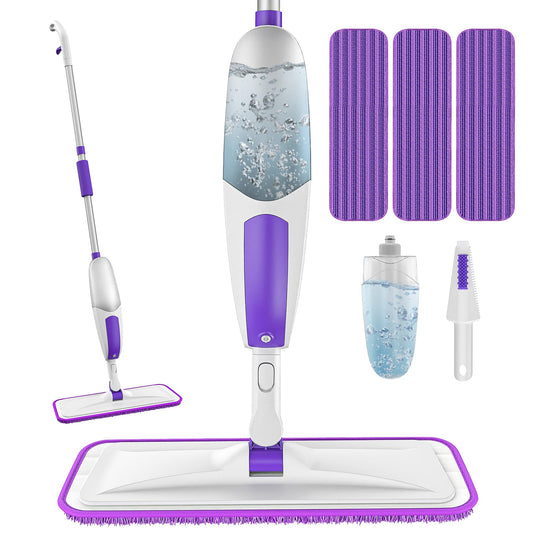 Wischer mit Sprühfunktion Sprühwischer - SEVENMAX Wischmopp Bodenwischer mit Sprühfunktion und 3 Mikrofaser Bezug 550ML Wassertank Spray Mop für Fliesen Laminat Parkett Holzböden Schnelle Reinigung