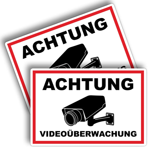 2 Stück Achtung Videoüberwachung Schild 20 x 30 cm aus stabiler PVC Hartschaumplatte 3mm dieser Bereich wird überwacht Schild mit UV-Schutz von STROBO