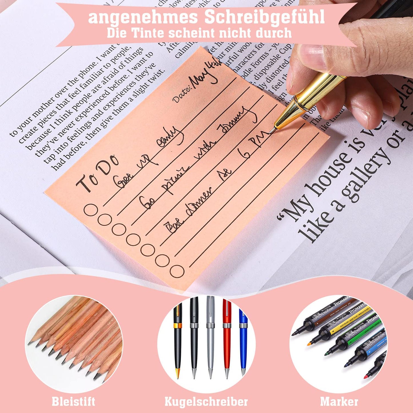 9 Blöcken Haftnotizen, 450 Blätter To Do Liste Haftnotizblock Linierte Notizzettel Sticky Notes Selbstklebend für Familie Schule Büro (10 X 7cm)