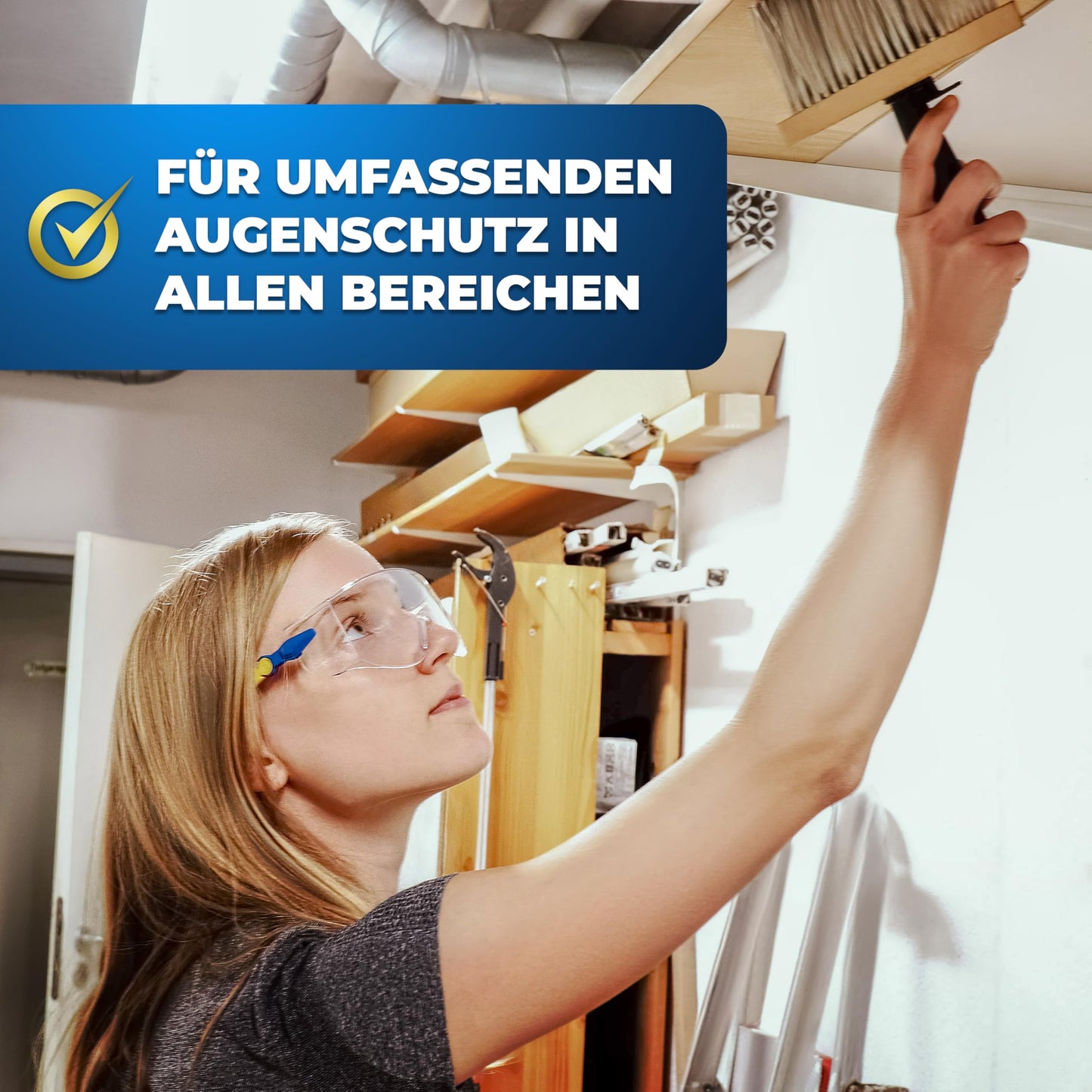 S&R Schutzbrille Set: Schlagfeste Sicherheits- und Arbeitsbrille mit UV-Schutz – Transparente Vollsicht-Überbrille aus Polycarbonat für optimalen Augenschutz