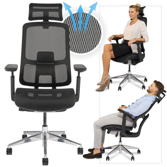 VALKENSTOL M6 Bürostuhl Ergonomisch - Auch für Grosse Menschen, Mesh-Sitz Ergonomischer Bürostuhl Chefsessel Bürostuhl Schreibtischstuhl Office Chair