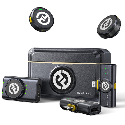 Hollyland Lark M2 Wireless Lavalier Mikrofon (2TX+3RX) für Kamera, iPhone, Android, PC, 48kHz/24 bit Hi-Fi Audio 40H Dauer 300m Reichweite, ENC Antischall Ansteckmikrofon kabellos für Vlog YouTube