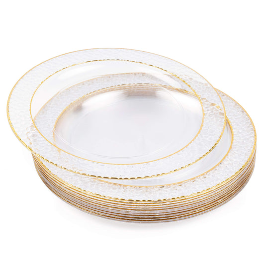 MATANA 20 Premium Plastikteller mit Goldrand, Hartplastik Teller Gold (26cm) - Plastikteller Mehrweg, Kunststoffteller, Partyteller für Hochzeiten, Geburtstage, Partys - Elegantes Party Teller