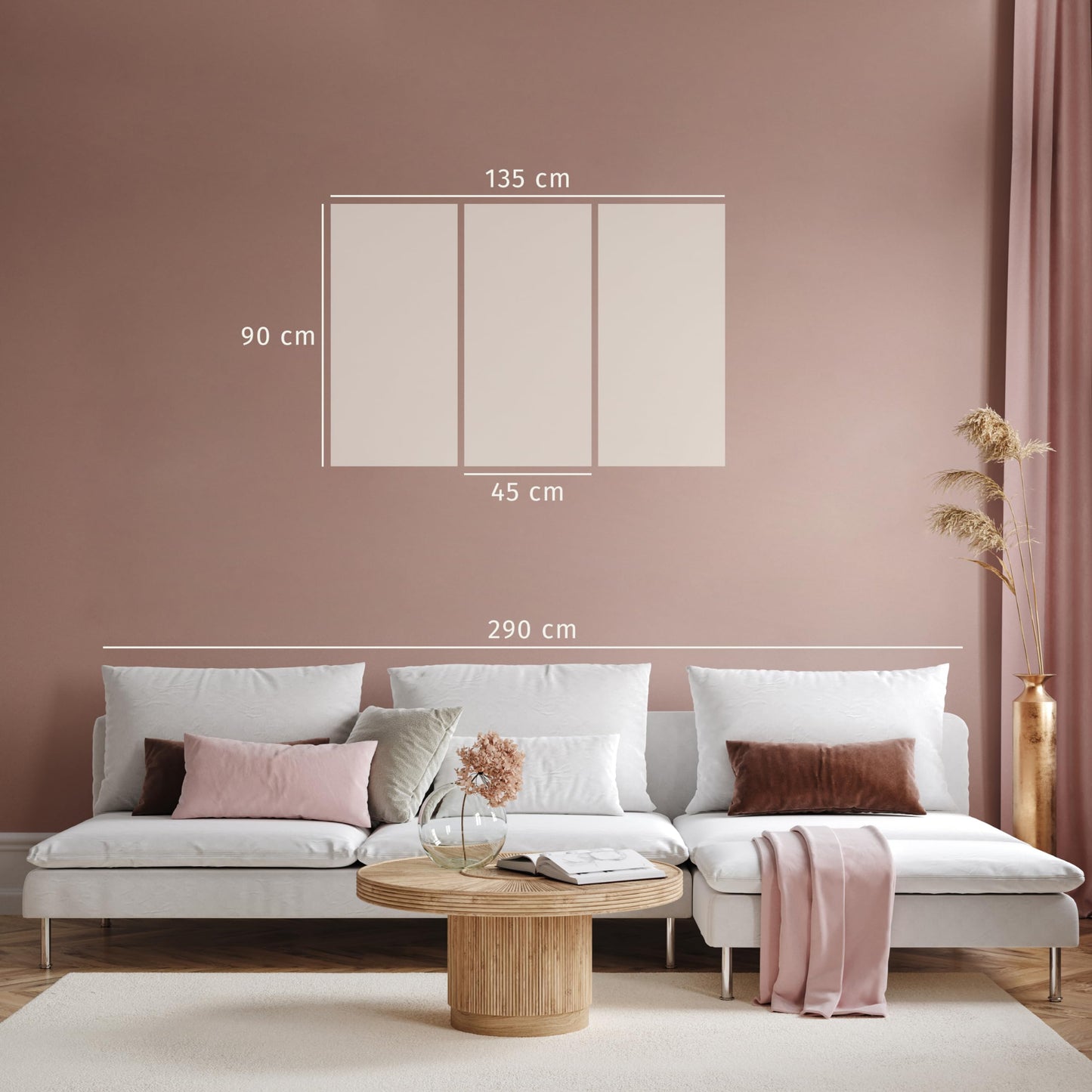 murando - Wandbilder Set 3 tlg Wanddeko Collage 3er 135x90 cm (je 45x90 cm) – Leinwandbild Wohnzimmer Schlafzimmer - Klimt Warme Malerei Zusammensetzung Gelb Gustav l-G-10411-b-a