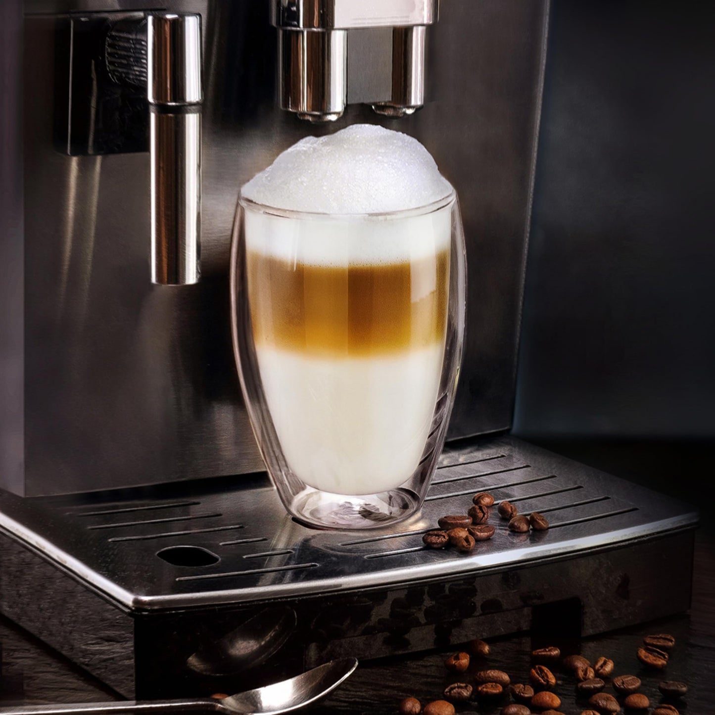 Creano doppelwandiges Thermoglas 250ml „DG-SH“, Doppelwandglas auch für kleine Hände geeignet, doppelwandige Cappuccinotassen, Kaffee, Tee, Latte Gläser 2er Set