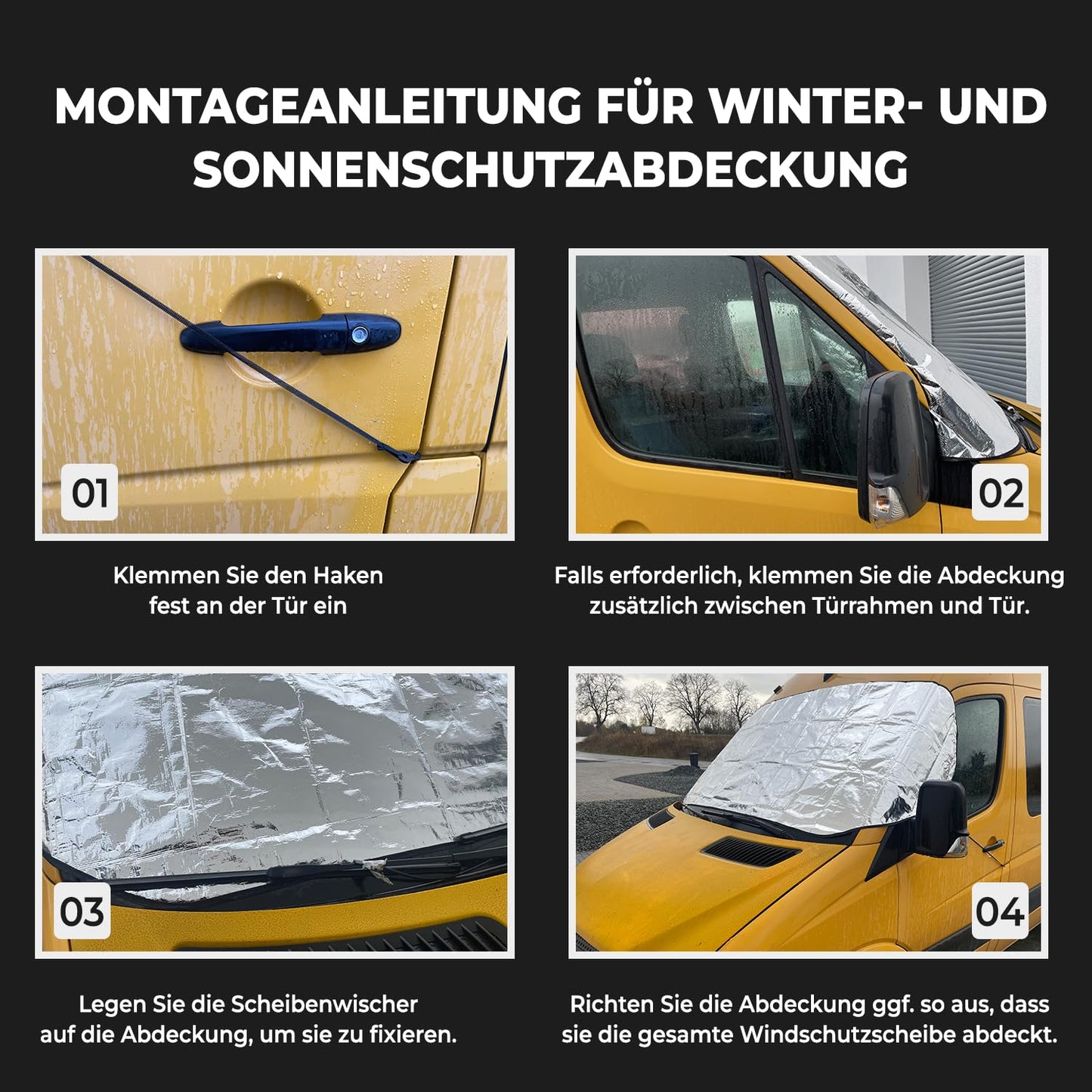 Frontscheibenabdeckung Winterabdeckung Sonnenschutz XL 250x100 cm Wohnmobil Transporter