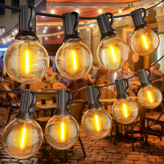 Miootly LED Lichterkette Außen 45M Outdoor Lichterkette mit 75+2 G40 Glühbirnen Warmweiß, IP45 Wasserdicht für Party Garten Beleuchtung Terassen Strom Aussen Pavillon Weihnachten 2700K 100-240V