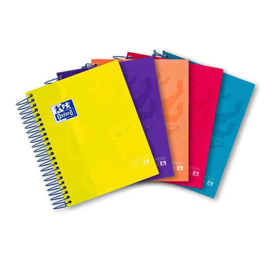 Oxford Notizblock, A6, mit Spirale, 240 Seiten, kariert, sortiert, 5er Pack