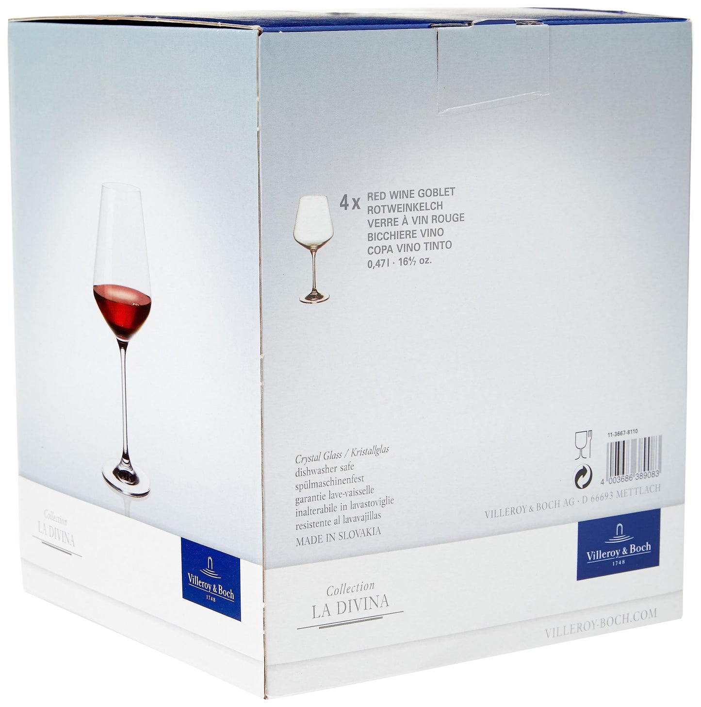 Villeroy & Boch – La Divina Rotweinglas Set 4 teilig Klar, Spülmaschinenfest, Weingläser, Rotwein, Gläser Wein, Kelch Glas, Wassergläser Mit Stiel, Glas Set, Weinglasset, Weinglas Set, Kristallglas