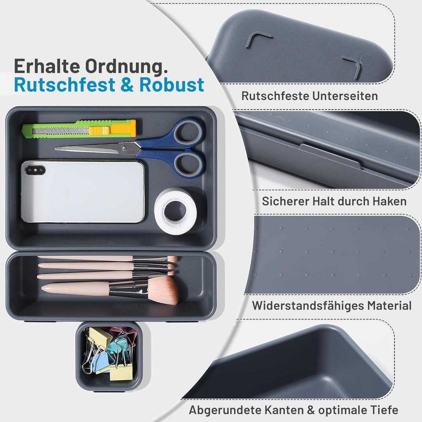 Optiwerk Schubladen Organizer, Pastellgrün, Organizer Schublade, Drawer Organizer, Make Up Organizer Schublade Schrank Organizer Bad, Badezimmer Organizer Box, Schminktisch Organizer, Ordnungsboxen