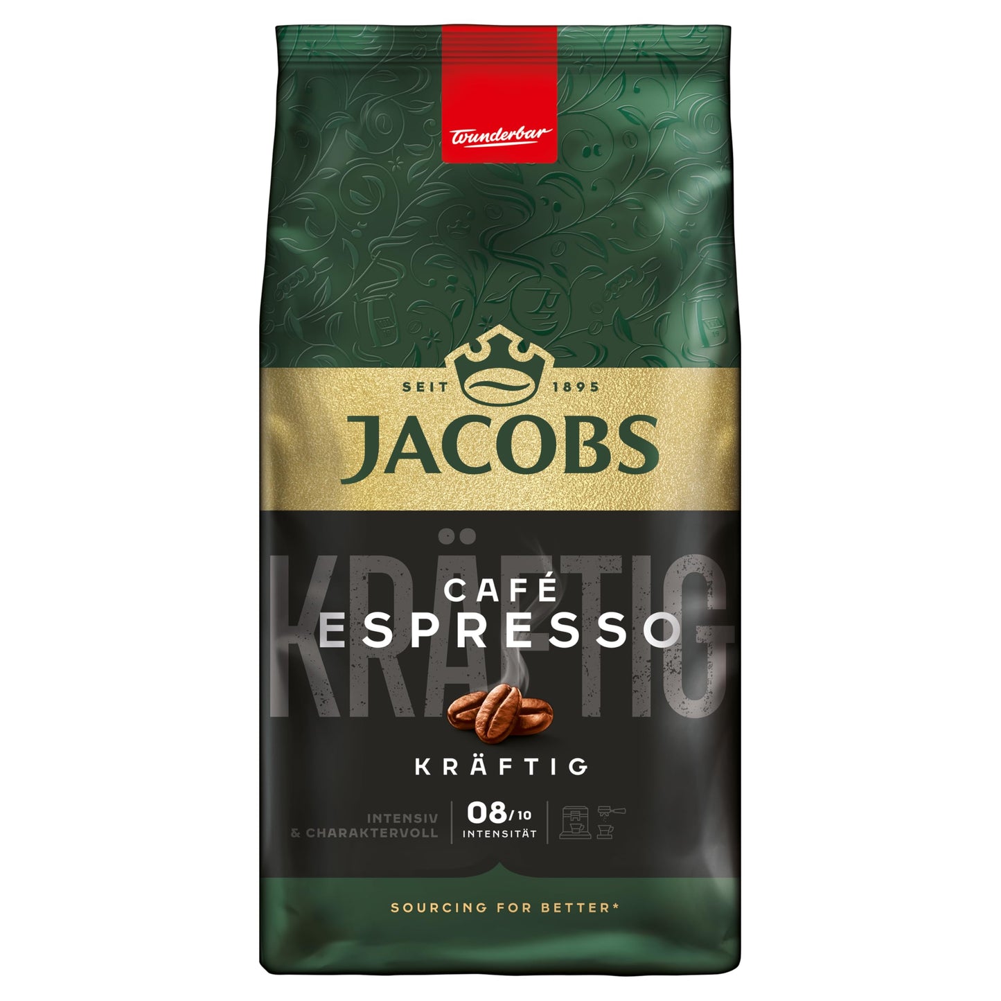 Jacobs Café Espresso Kaffeebohnen 1kg – Kräftig, Würzig, Arabica & Robusta Bohnen, Intensität 8/10, ideal für Espresso