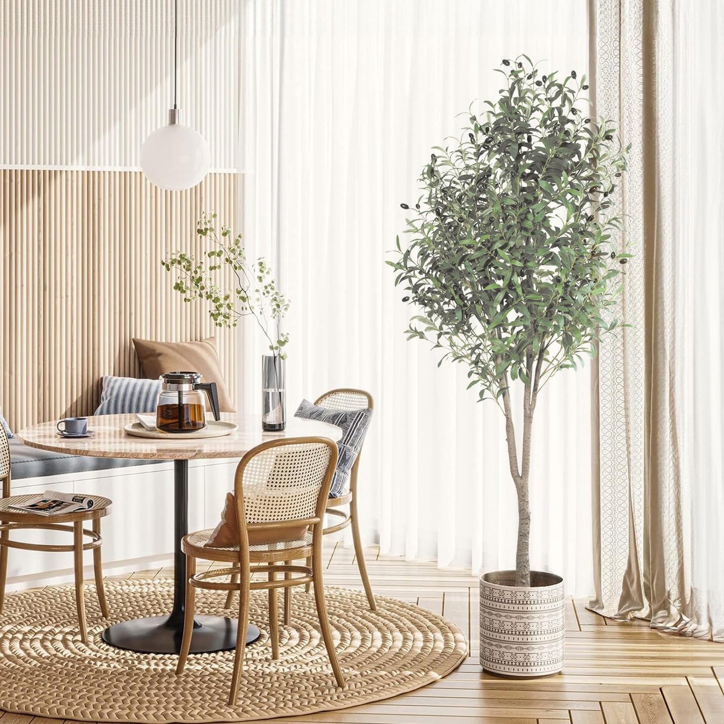 Oc'leaf Olivenbaum Künstlich - 180cm Künstliche Pflanzen Groß Olivenbaumpflanze, Künstlicher Olivenbaum im Topf, Olivenbaum Deko für Zuhause, Wohnzimmer, Schlafzimmer, Büro, Garten