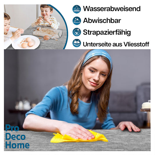 Wachstuch Wachstischdecke Gartentischdecke Tischdecke Robuste Leinen Prägung Hellgrau Breite & Länge wählbar 80 x 120 cm Leinenstruktur Leinenoptik abwaschbar