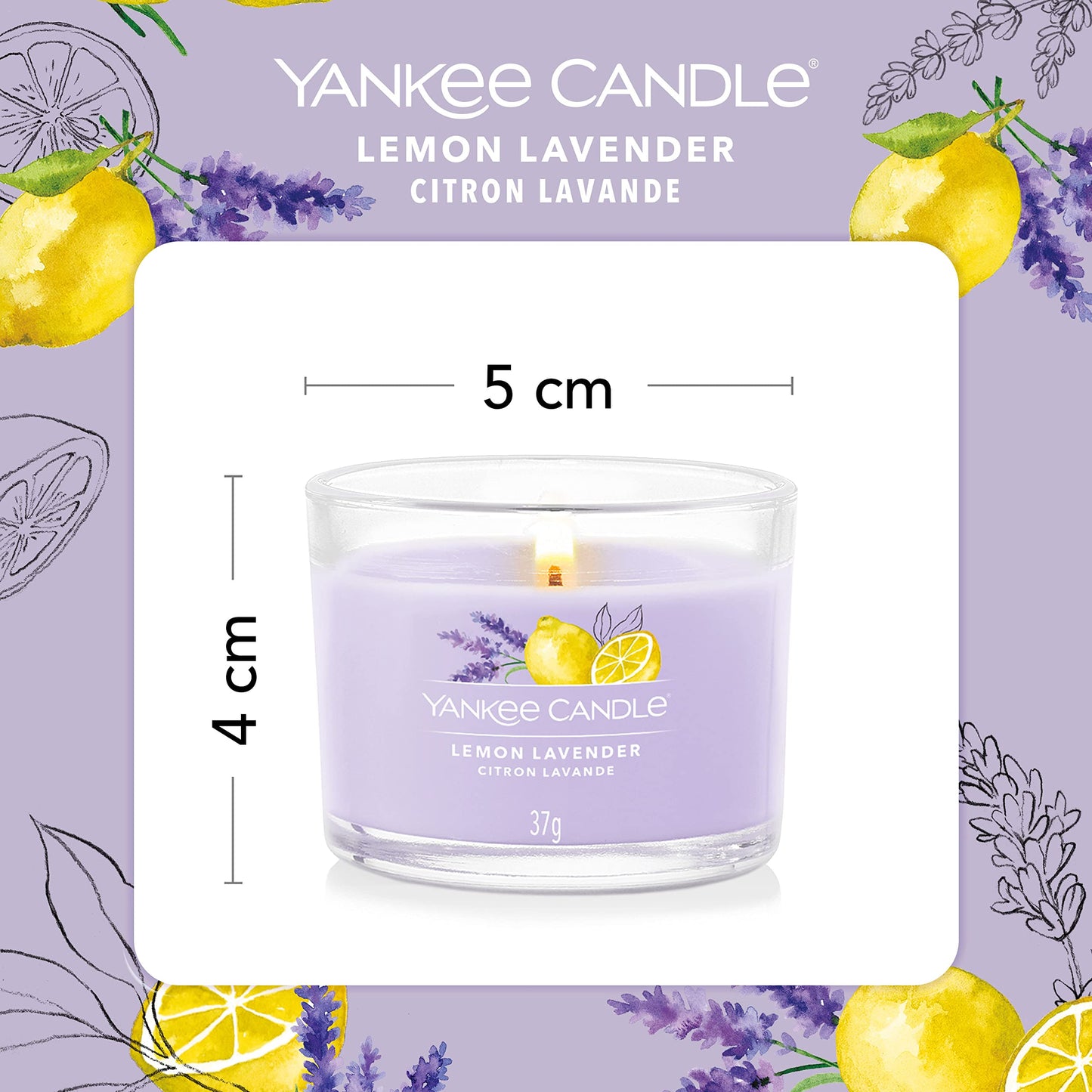 Yankee Candle Duftkerzen-Geschenkset | Votivkerzen mit Lemon Lavender | Soja-Wachs-Mix | 3 Teile