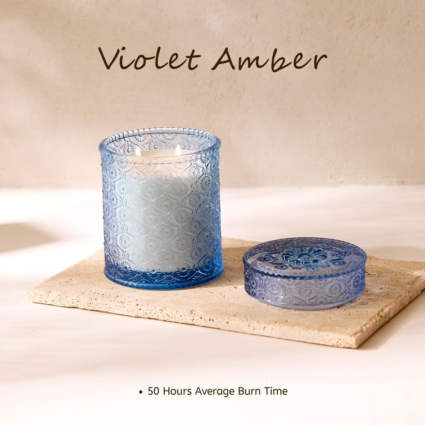 Airkeep Duftkerze im Glas Violet Amber, 450g groß Kerze, Weihnachten Duftkerze, Kerzengeschenke für Frauen & Männer
