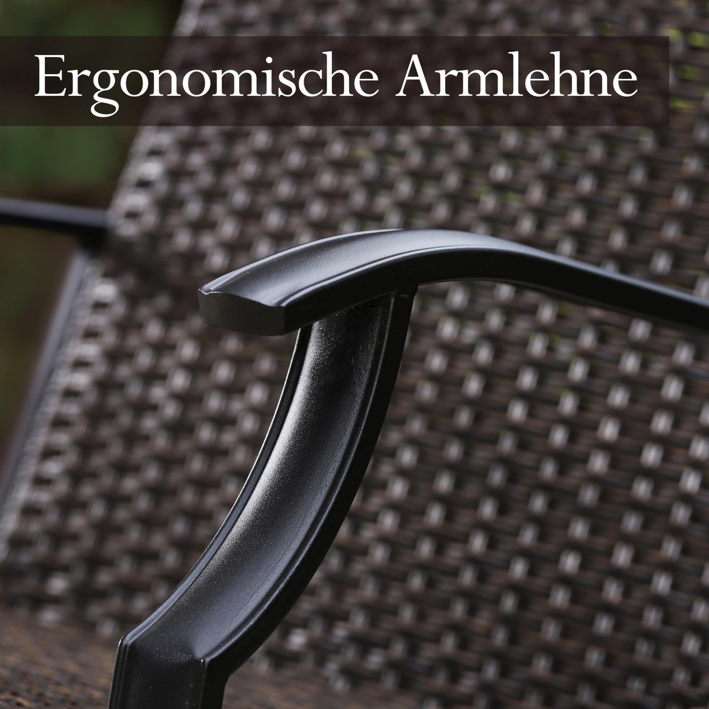 MFSTUDIO Rattan Balkonstuhl 2er Set, Garten Stühle Wetterfest, Schwarzbraunes Rattan, Stahlrahmen, Ergonomischer Hochlehner, Outdoor Sessel für Terrasse, Balkon, Bistro