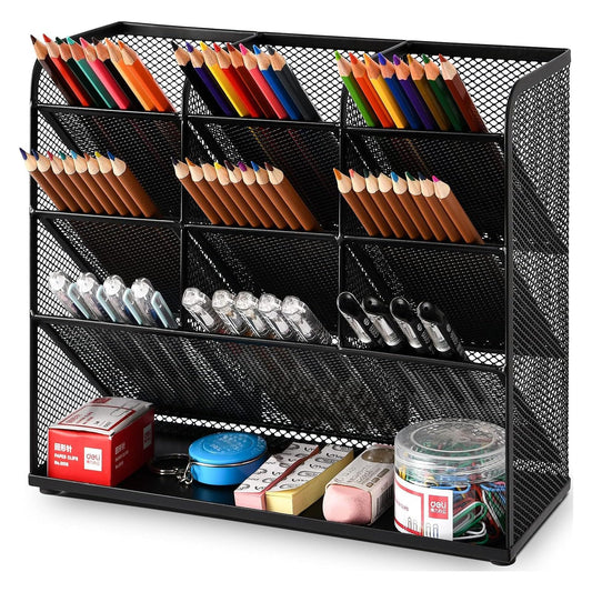 Marbrasse Netz-Schreibtisch-Organizer,Multifunktionaler Stiftehalter,Organizer Schreibtisch,Schreibtisch Organizer, Aufbewahrungs Regal für Schul und Heim Büro Bedarf (Schwarz)
