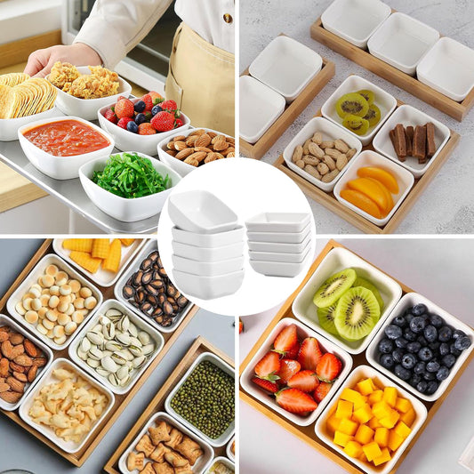UptVin 12 Stücke Dip Kleine SchäLchen, Sojasauce SchäLchen Weiß, Sushi Schalen für Saucen, Quadratische Vorspeisenteller Klein, für Soße, Dipping, Gewürzen, Snack, Früchten