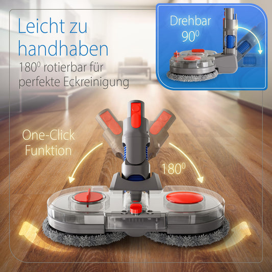 Wischaufsatz für Dyson – elektrischer Bodenwischaufsatz – kompatibel mit Dyson Staubsaugern V7, V8, V10, V11, V15, Gen5 – 50dB-Motor – abnehmbarer Wassertank – inkl. 6 Wischmopps – alle Böden