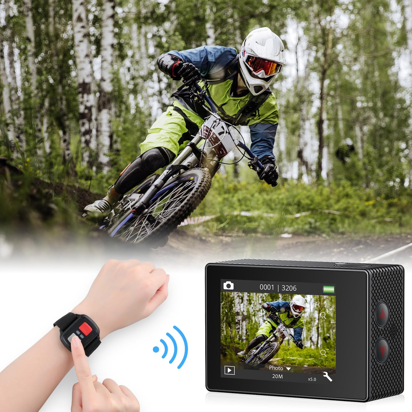 AKASO Action Cam 4K 20MP WiFi 40M Unterwasserkamera Wasserdicht Ultra HD Touchscreen Einstellbar Weitwinkel EIS Actioncam mit 2.4G Fernbedienung und 25 Zubehör Kit