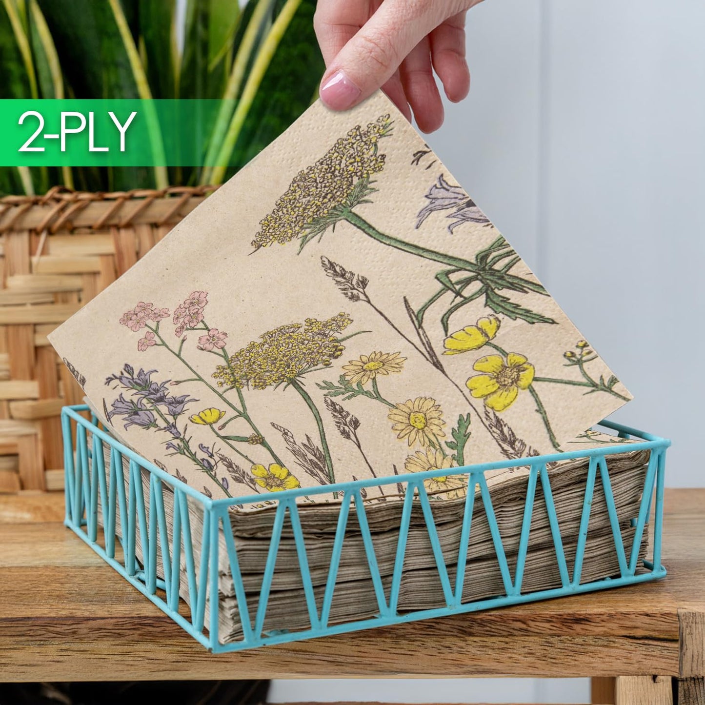 Table Kind 100 Großpackung weiche Servietten aus Recyclingpapier, geblümte Einweg-Partyservietten Catering und Alltagsgebrauch umweltfreundlich, ungebleicht | Hergestellt in der EU, 2 lagig, 33 cm