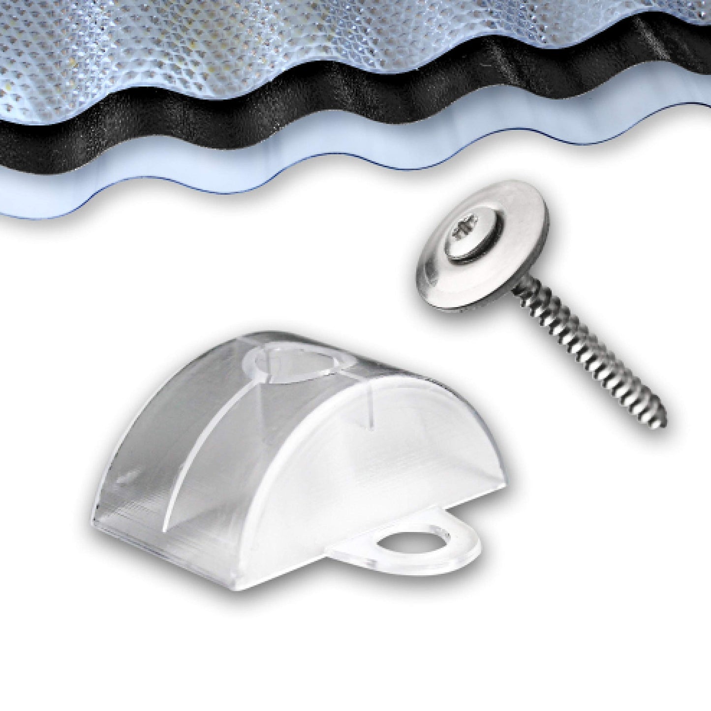 KAISER plastic® Abstandhalter und Schrauben 100 Stk. Set | Befestigungsset für Sinusplatten 76/18 | Made in Germany | für alle Arten von Wellplatten
