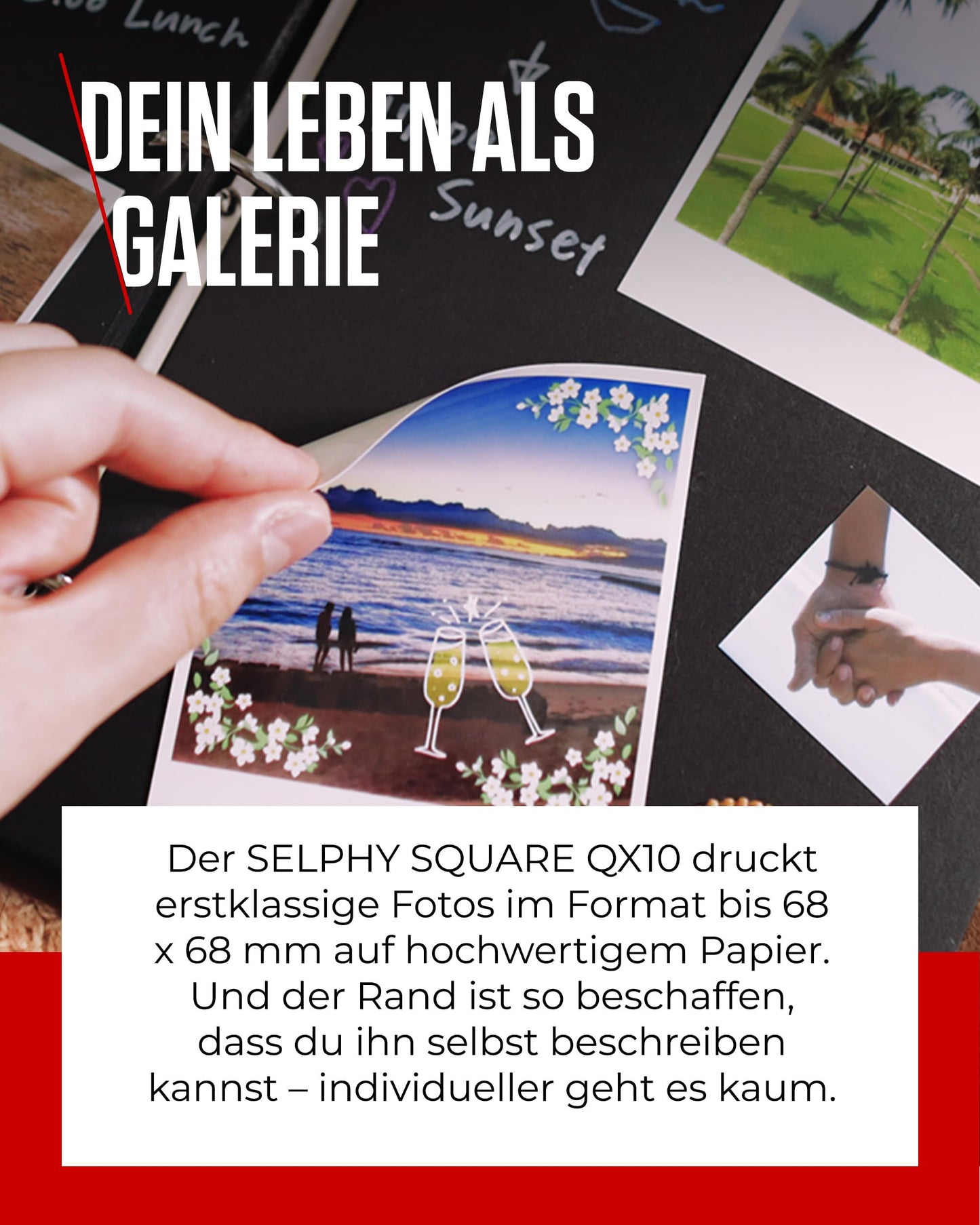 Canon SELPHY SQUARE QX10 Mini Fotodrucker mobil tragbar unterwegs (quadratischer Druck 6,8 x 6,8cm mit Kleberückseite, eingebauter Akku, WLAN, Canon App, Thermosublimation) weiß [+ 3er Druck-Set]