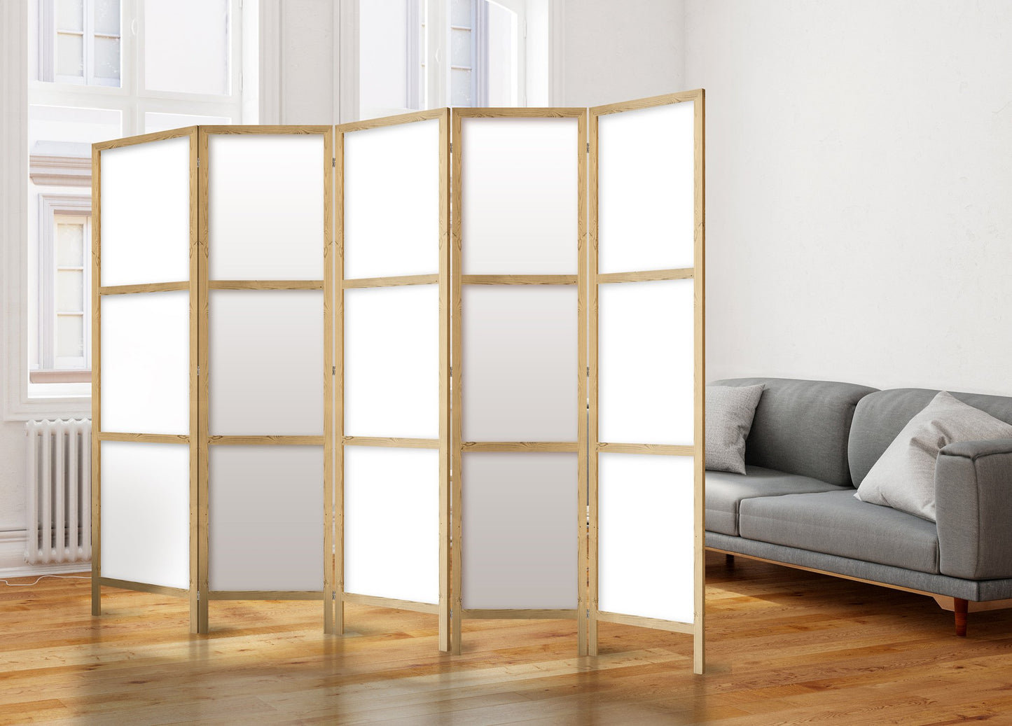 murando - Paravent Innen Raumteiler Holz Japan 225x172 cm 5-teilig Japanische Trennwand Raumtrenner Room Divider Mobiler Sichtschutz Spanische Wand Raum Abtrennung p-A-0009-z-c