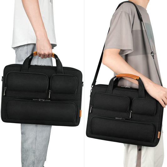 DOMISO 17-17.3 Zoll Laptoptasche Wasserdichte Notebookhülle Business Aktentasche Tragbare Computer Tragetasche mit Schulterriemen für HP ProBook/Lenovo IdeaPad/Acer/Dell/MSI GE76 Raider,Schwarz