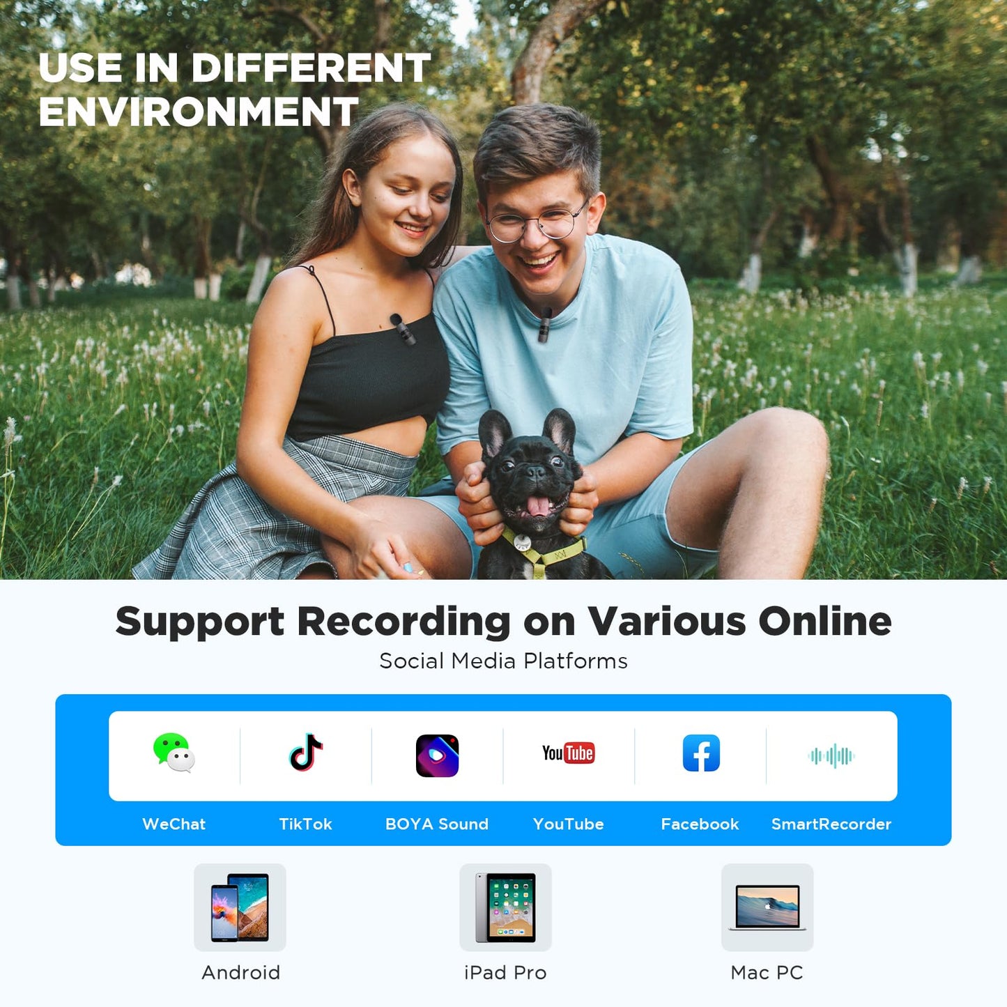 BOYA BY-V20 USB-C kabelloses Mikrofon, Mini-Ansteckmikrofon mit Geräuschunterdrückung, kompatibel mit Android/Typ-C-Smartphone, Laptop für YouTube, Podcast, Facebook, Vlogging Aufnahmen