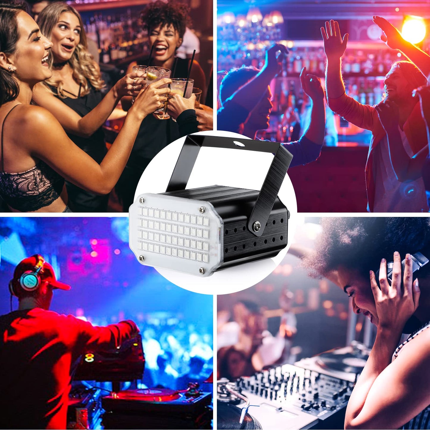 Stroboskop Disco Licht, Sound Aktiviert Und Flash Speed Control Party Licht mit 48 LED Bühnenbeleuchtung für Home Room Dance Parties Geburtstag DJ Bar Karaoke Weihnachten Hochzeit Show Club Pub,1 Pack