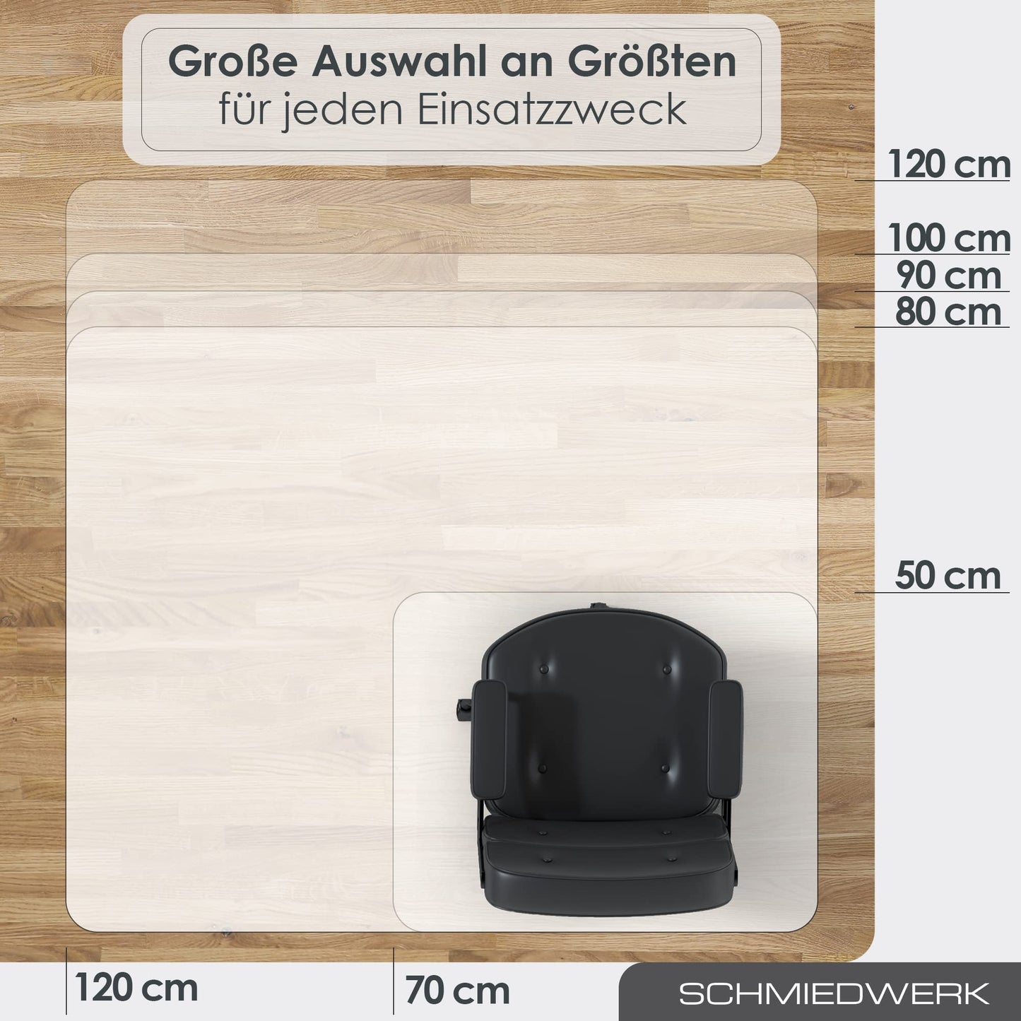 SCHMIEDWERK Bürostuhl Unterlage versch. Größen - Bodenschutzmatte für Schreibtischstuhl Antirutsch in milchweiß | Made in Germany (90x120cm)