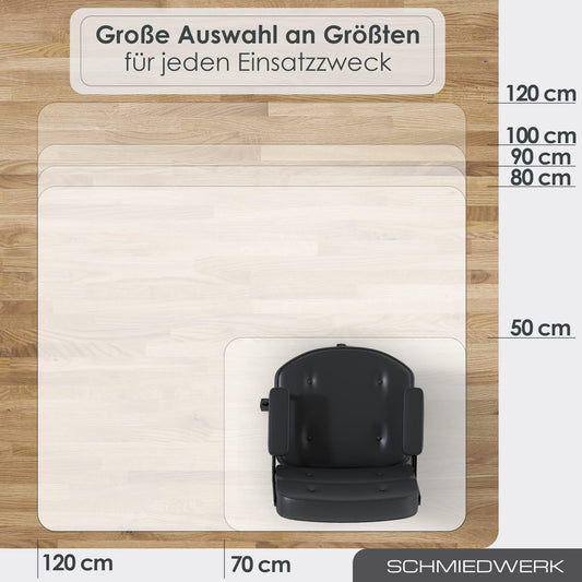 SCHMIEDWERK Bürostuhl Unterlage versch. Größen - Bodenschutzmatte für Schreibtischstuhl Antirutsch in milchweiß | Made in Germany (90x120cm)