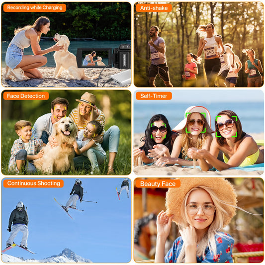 Videokamera 5K Camcorder WiFi HD 48MP IR Nachtsicht Vlogging Kamera für YouTube 16X Digital Zoom 3" Touchscreen Kamera Recorder mit Mikrofon, Handstabilisator, Objektivhaube, Fernbedienung,2 Batterien