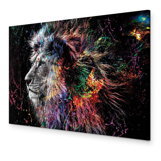 murando - Wandbilder XXL Tiere 120x80 cm 1 tlg - Wand Deko Leinwandbild Leinwand Bilder Bilder Wohnzimmer Bild Schlafzimmer Leinwandbilder Wandbild Groß - Löwe Abstrakt Schwarz und Bunt g-C-0269-b-a