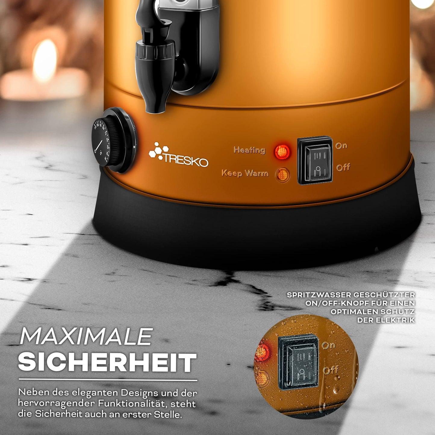 TRESKO® Glühweinkocher 10L / 1500W Einkochautomat aus Edelstahl Glühweinkessel Glühweinautomat Heißgetränkeautomat Heißwasserspender
