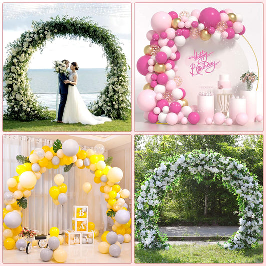 PlusFive 2,5M Hochzeitsbogen Gold Rundes Ballonbogen Kit Größ Metall Hochzeit Bogen Luftballon Bogen Gestell Ballon Ring Traubogen Ballon Girlande für Hochzeit Geburtstag Babyparty Dekoration
