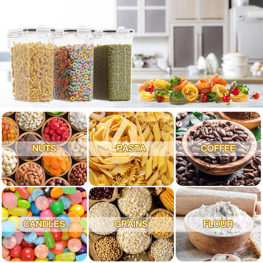 Withosent 4L Vorratsdosen Luftdicht 4er Set, Aufbewahrungsbox Küche mit Deckel aus Plastik, Vorratsbehälter Müslidose für Getreide, Mehl, Müsli