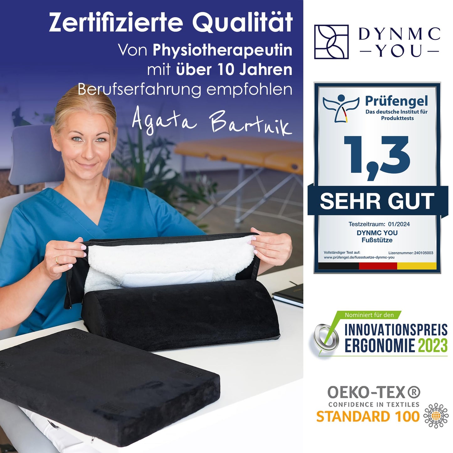 Fußstütze Schreibtisch - [TEST SEHR GUT] - Fußablage Schreibtisch Ultimativer Komfort, Bessere Haltung im Home-Office mit Physiotherapeuten Entwickelt - Fußhocker Schreibtisch OEKO TEX Zertifiziert