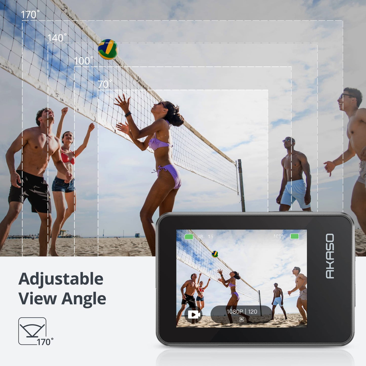 AKASO Brave 7 Action Cam 4K30FPS mit 64GB U3 microSDXC Speicherkarte 20MP WiFi Unterwasserkamera IPX8 Wasserdicht Action Kamera EIS 2.0 mit Touchscreen, Zoom, Sprachsteuerung und 2x1350mAh Akkus
