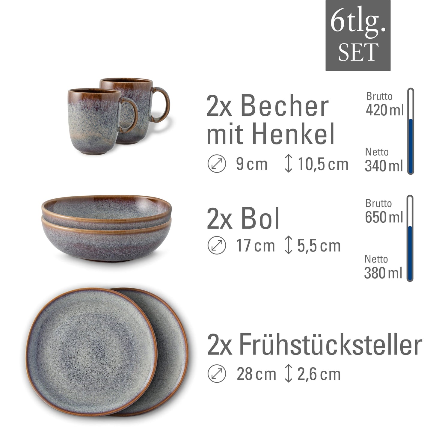 like. by Villeroy & Boch Lave beige Frühstücksset 6tlg
