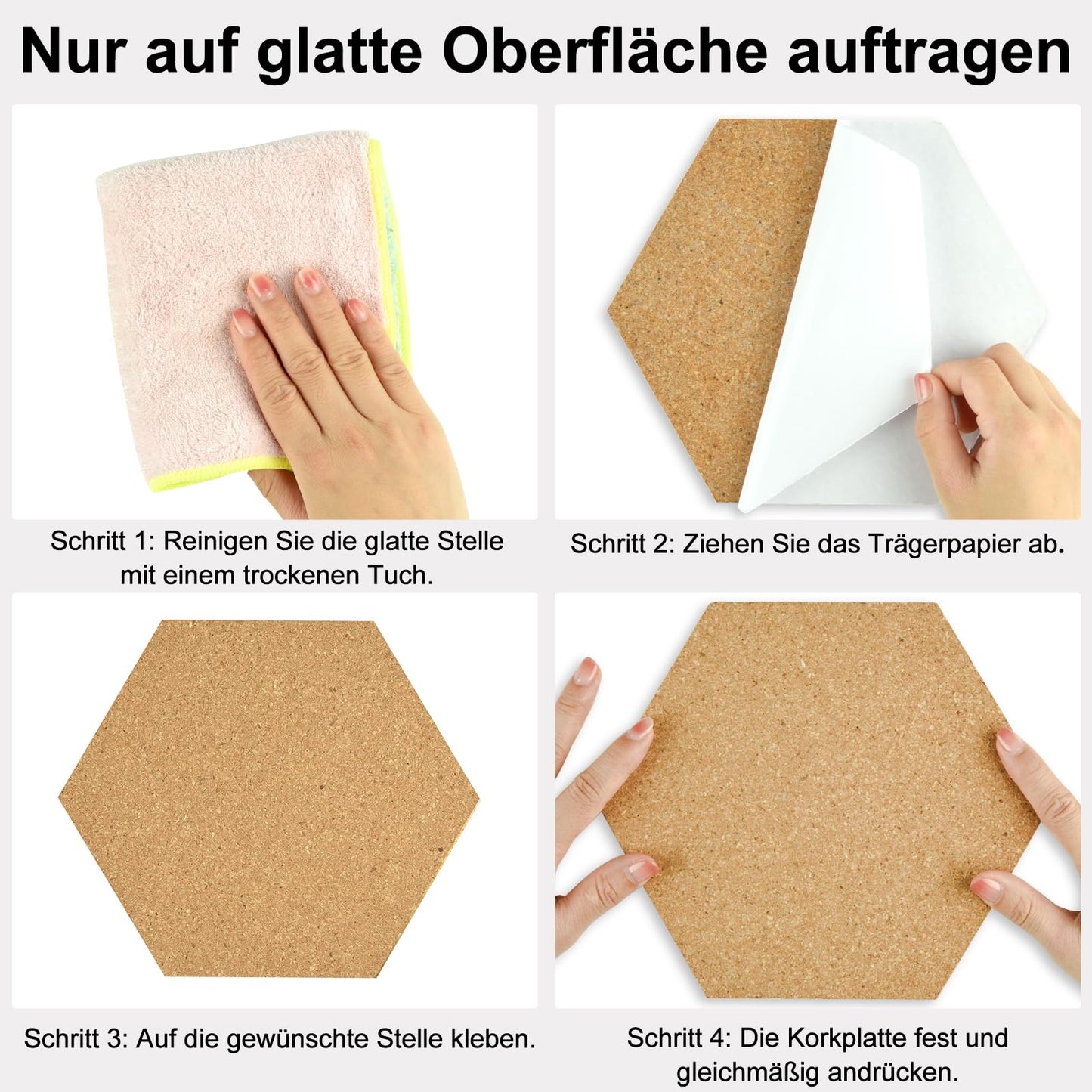 NACHLYNN Korktafel 10 Stück Sechseckige Kork-Pinnwände für Die Wand Selbstklebende Korktafeln Mit 50 Farbenfrohen Pinnnadeln Kork-Pinnwand für Die Wand Zuhause Schule