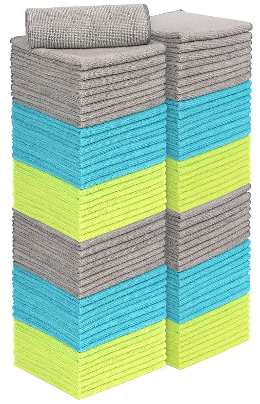 AIDEA Mikrofaser Reinigungstücher 100 Stück, Mikrofasertücher Geschirrtücher Putzlappen Putztücher Fenster Tücher, Weich Sehr Saugfähig Fusselfrei Streifenfrei, Für Haus, Küche, Auto, 30 x 30cm