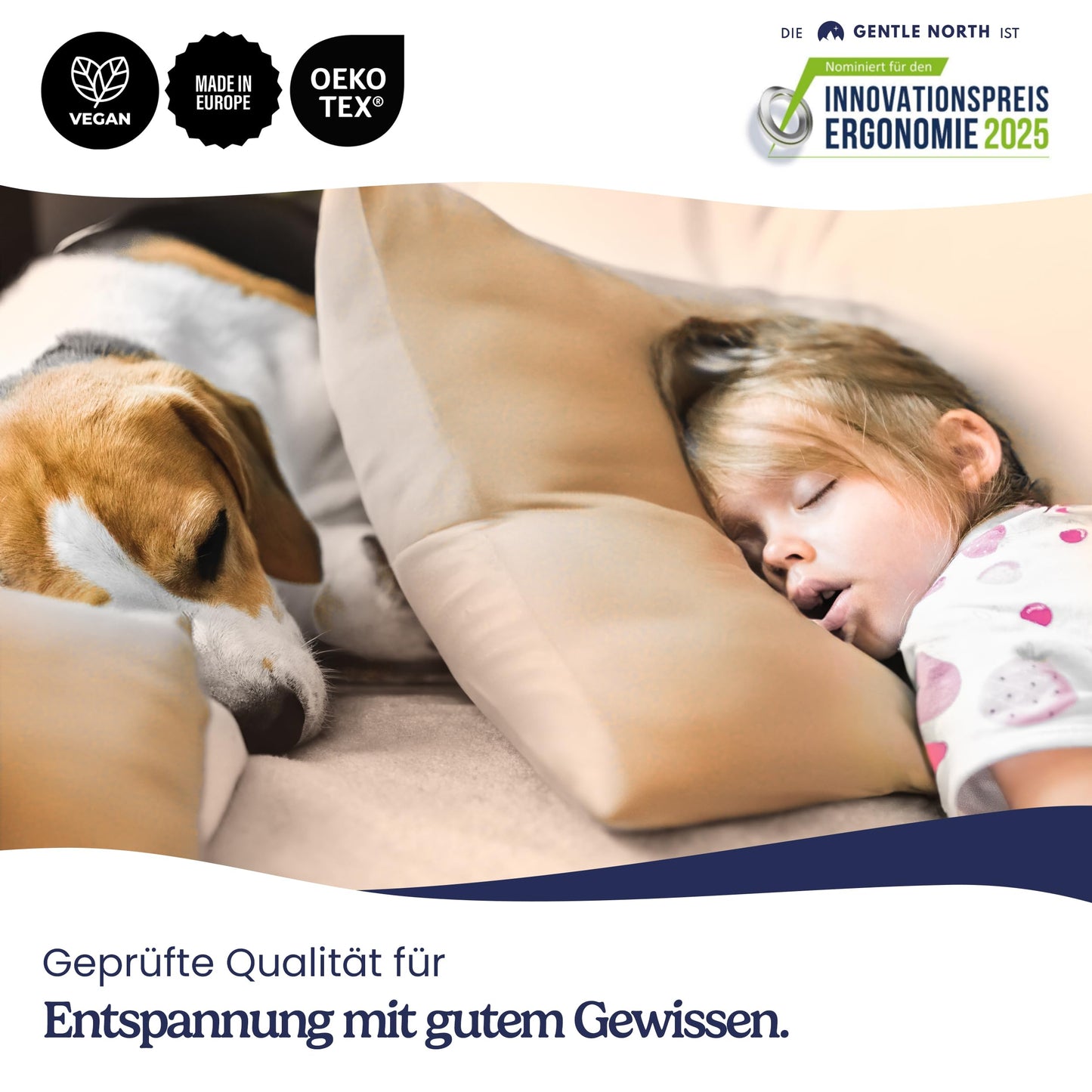 Gentle North Kopfkissen (45x45 cm groß) - 4er Set Kissen für Bett und als Dekokissen - Mit Reißverschluss für Füllung - Sofakissen - Zierkissen für Couch und Sofa - Ökotex - Waschbar bis 60° - Weiß