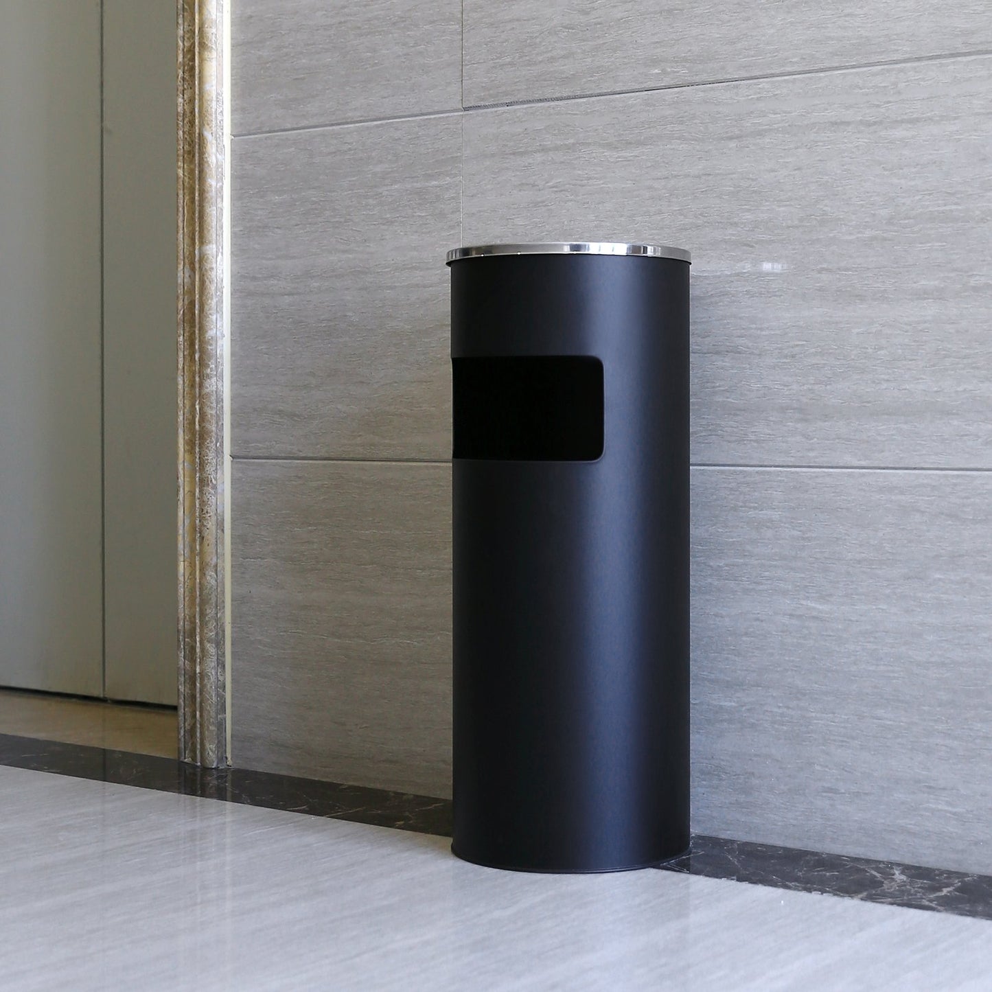 SONGMICS Standaschenbecher für draußen Mülleimer mit Aschenbecher Abfalleimer mit Inneneimer 60,5 x 24,5 cm 30 L Schwarz LTB17C