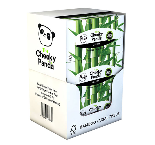 The Cheeky Panda Kosmetiktücher Box (960 Kosmetiktücher) – 12 x Tücherbox Großpackung 3-lagig Taschentücher aus nachhaltigem Bambus hergestellt